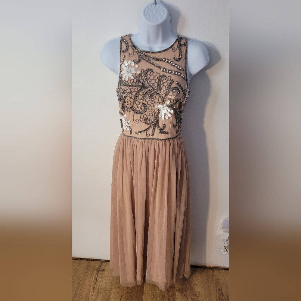 Gianni Bini Pale Pink Beaded Ankle Length Formal Dress in Women's Size 0